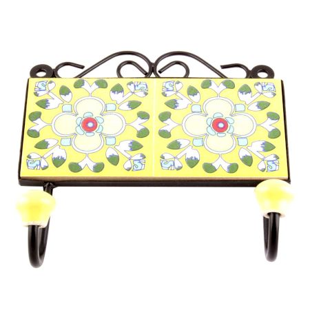 Yellow Ceramic Floral Tiles Hooks Online